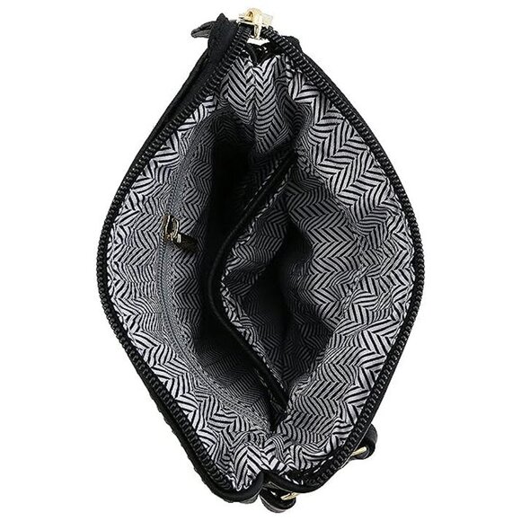 Small Lightweight Shoulder Bag for Women, Mini Multi Zipper Pocket Black - Picture 5 of 7